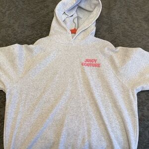 Juicy Couture Light Gray Kids Hoodie with Pink Logo